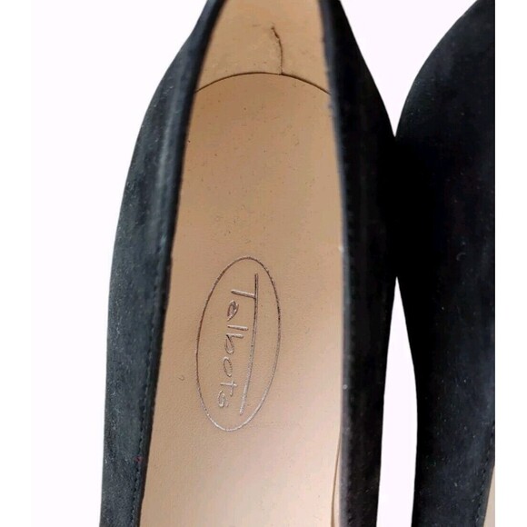 Talbots Black Suede Ballet Flats Buckle Tweed 6.5 B Square Toe Flats - Picture 6 of 7